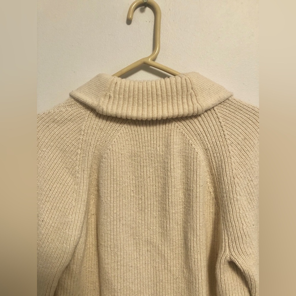 Banana Republic Mens Cotton Cream Ribbed Knit Cardigan Preppy Shawl Collar - Picture 8 of 10